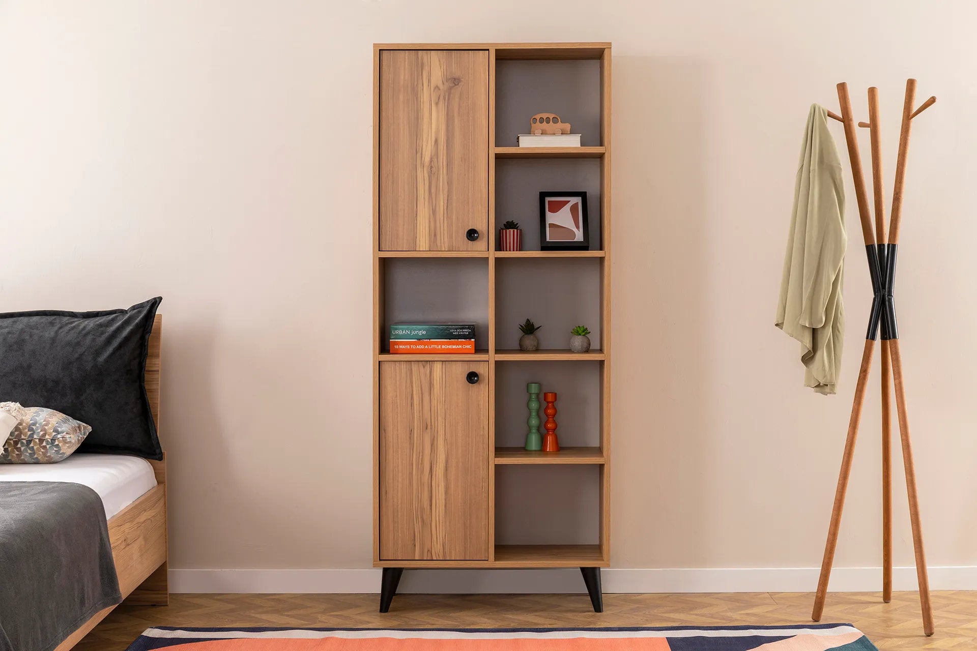 UGOS Bookcase & Storage Cabinet Walnut