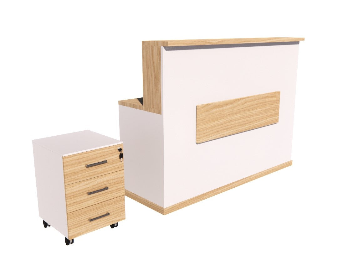 UGOS MASS Modern Reception Desk w/Transaction Counter & Storage Drawer | Laminate Desktop | Multifunctional Standing Table for Home, Office, Salon, Spas, and Lobby