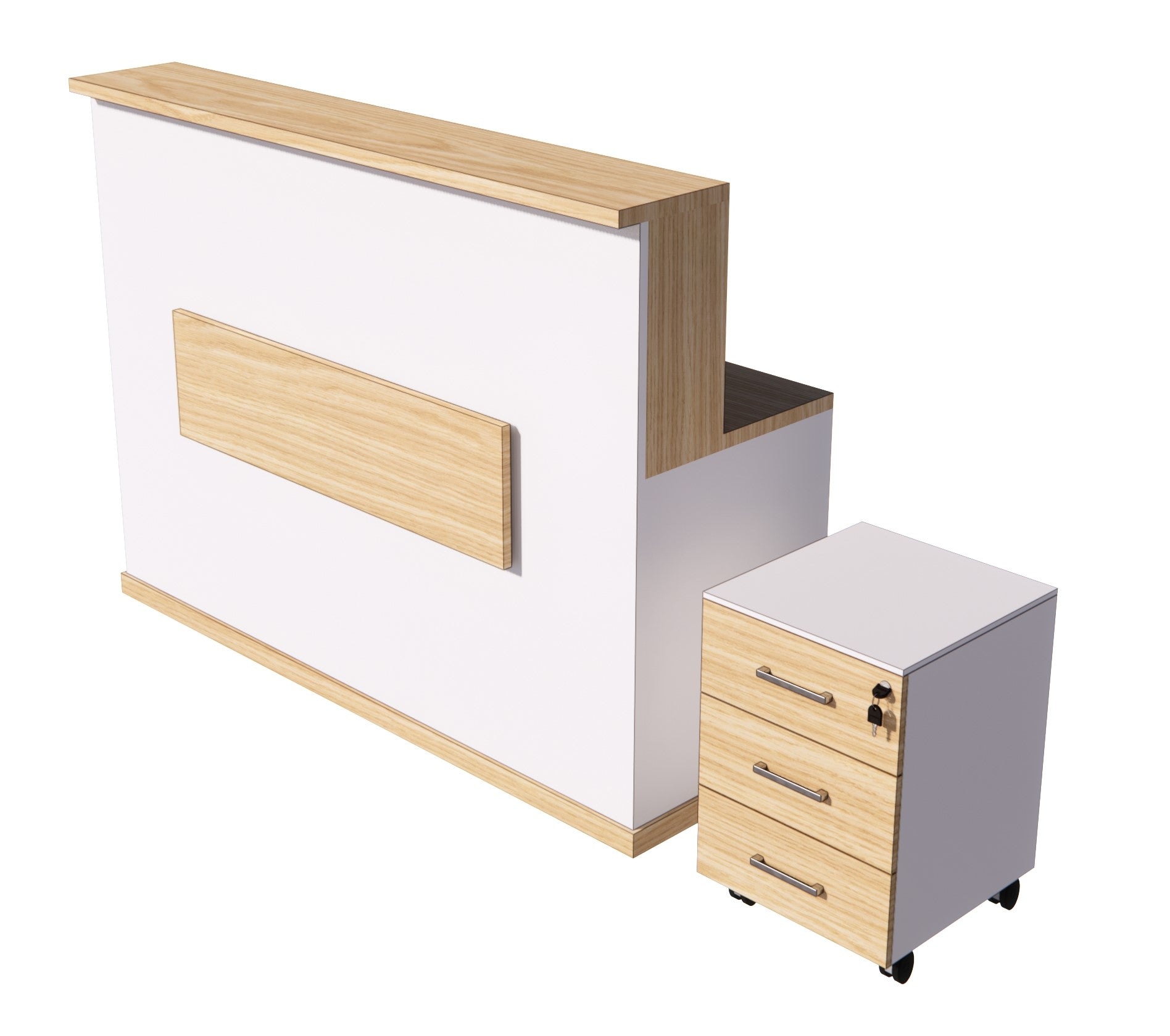 UGOS MASS Modern Reception Desk w/Transaction Counter & Storage Drawer | Laminate Desktop | Multifunctional Standing Table for Home, Office, Salon, Spas, and Lobby