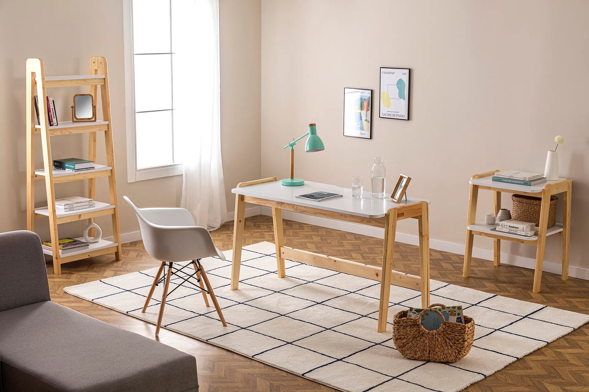 UGOS Ladder Bookcase | Oak Color | 63'' H X 26'' W X 16'' D