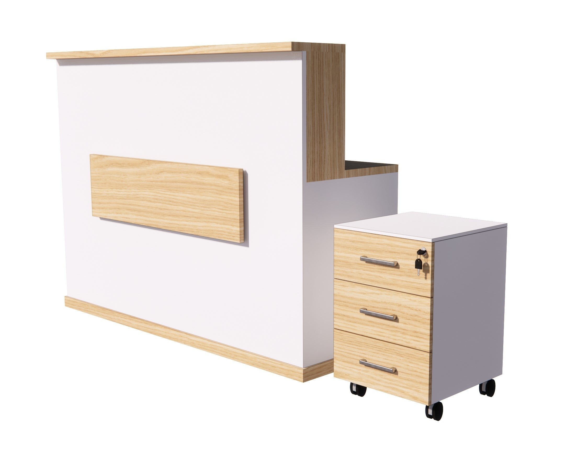 UGOS MASS Modern Reception Desk w/Transaction Counter & Storage Drawer | Laminate Desktop | Multifunctional Standing Table for Home, Office, Salon, Spas, and Lobby