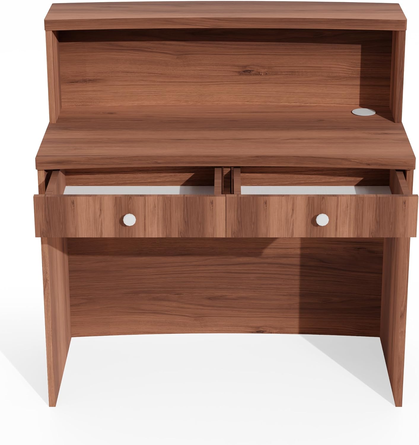 UGOS Mono Walnut Modern Reception Desk w/Transaction Counter | Laminate Desktop | Multifunctional Standing Front Desk for Home, Office, Salon, Spas, and Lobby