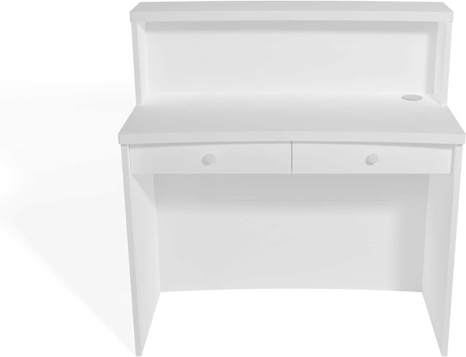UGOS Mono White Modern Reception Desk w/Transaction Counter | Laminate Desktop | Multifunctional Standing Front Desk for Home, Office, Salon, Spas, and Lobby