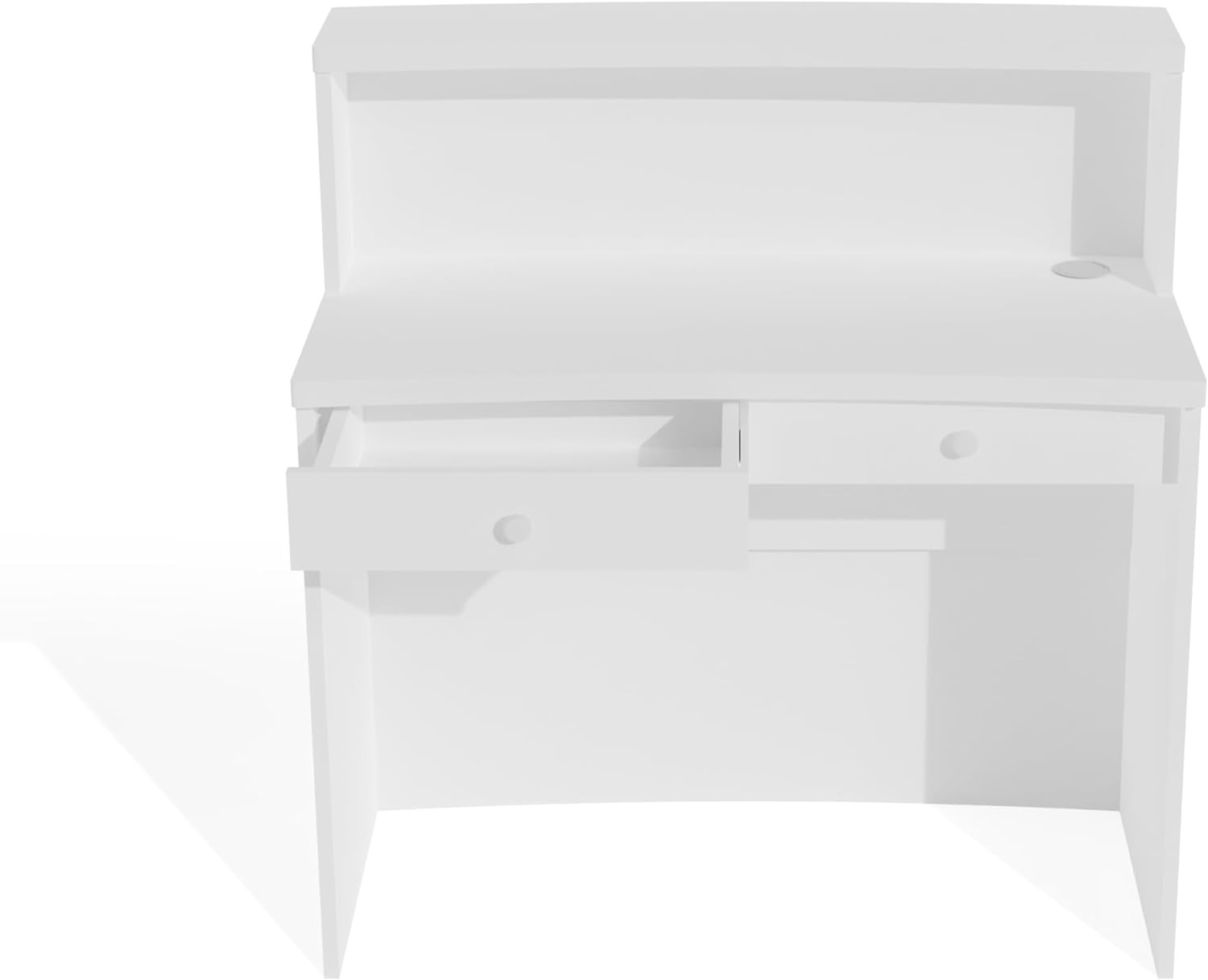 UGOS Mono White Modern Reception Desk w/Transaction Counter | Laminate Desktop | Multifunctional Standing Front Desk for Home, Office, Salon, Spas, and Lobby