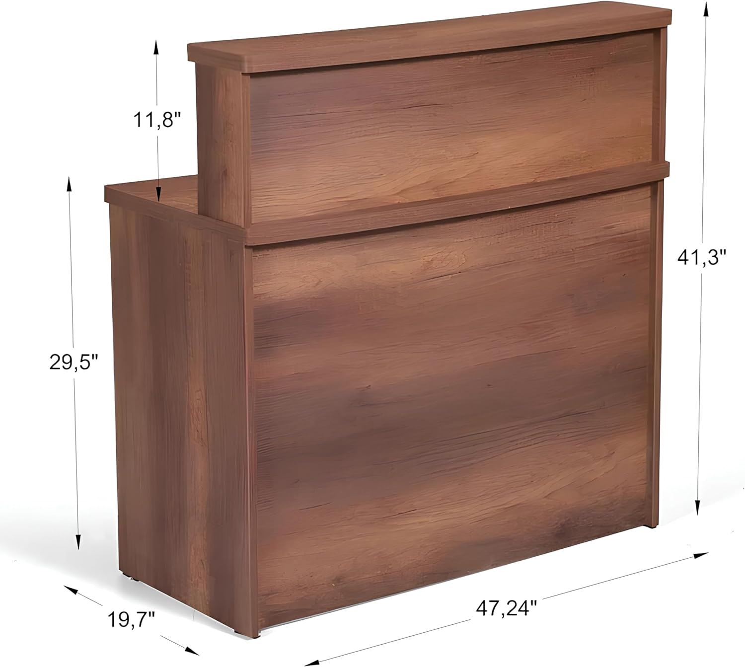 UGOS Mono Walnut Modern Reception Desk w/Transaction Counter | Laminate Desktop | Multifunctional Standing Front Desk for Home, Office, Salon, Spas, and Lobby