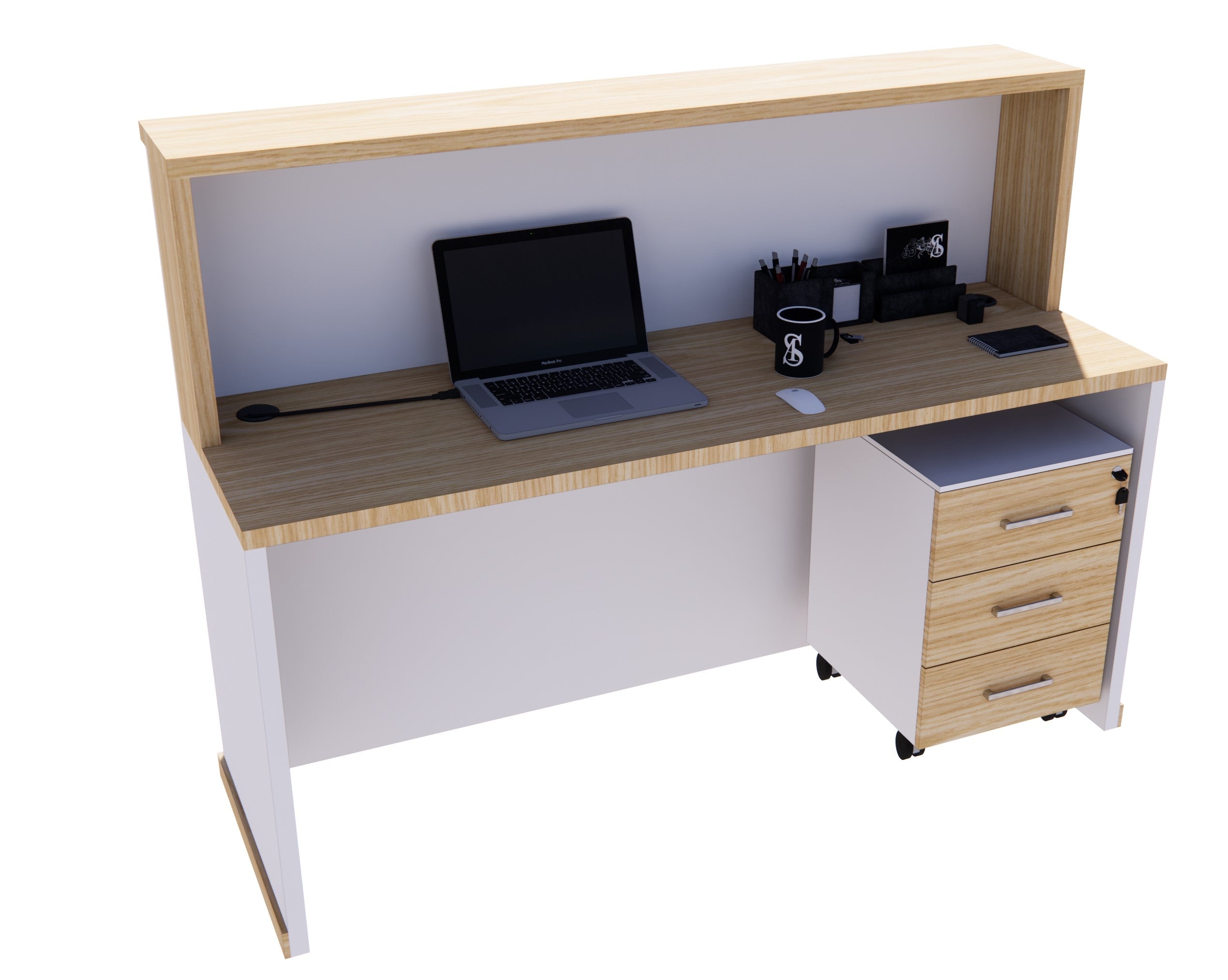 UGOS MASS Modern Reception Desk w/Transaction Counter & Storage Drawer | Laminate Desktop | Multifunctional Standing Table for Home, Office, Salon, Spas, and Lobby