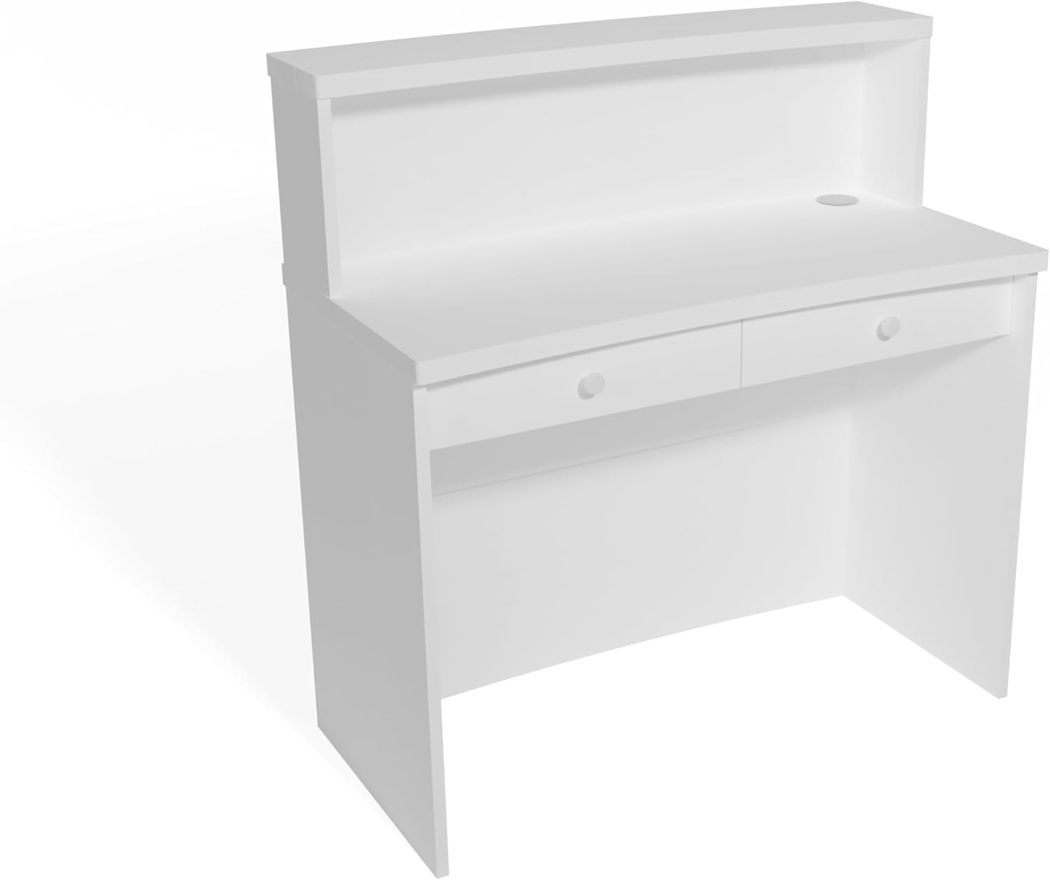 UGOS Mono White Modern Reception Desk w/Transaction Counter | Laminate Desktop | Multifunctional Standing Front Desk for Home, Office, Salon, Spas, and Lobby