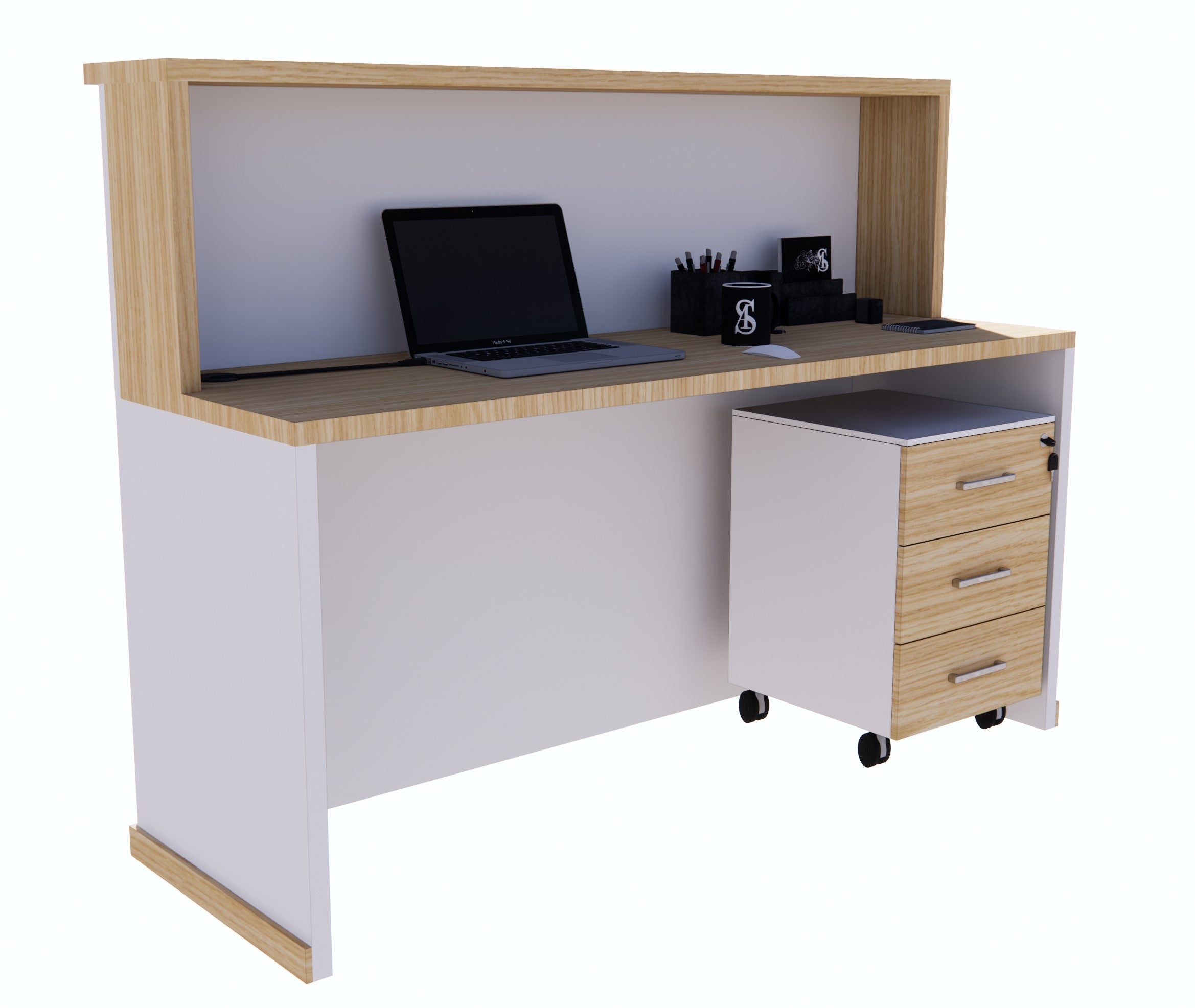 UGOS MASS Modern Reception Desk w/Transaction Counter & Storage Drawer | Laminate Desktop | Multifunctional Standing Table for Home, Office, Salon, Spas, and Lobby