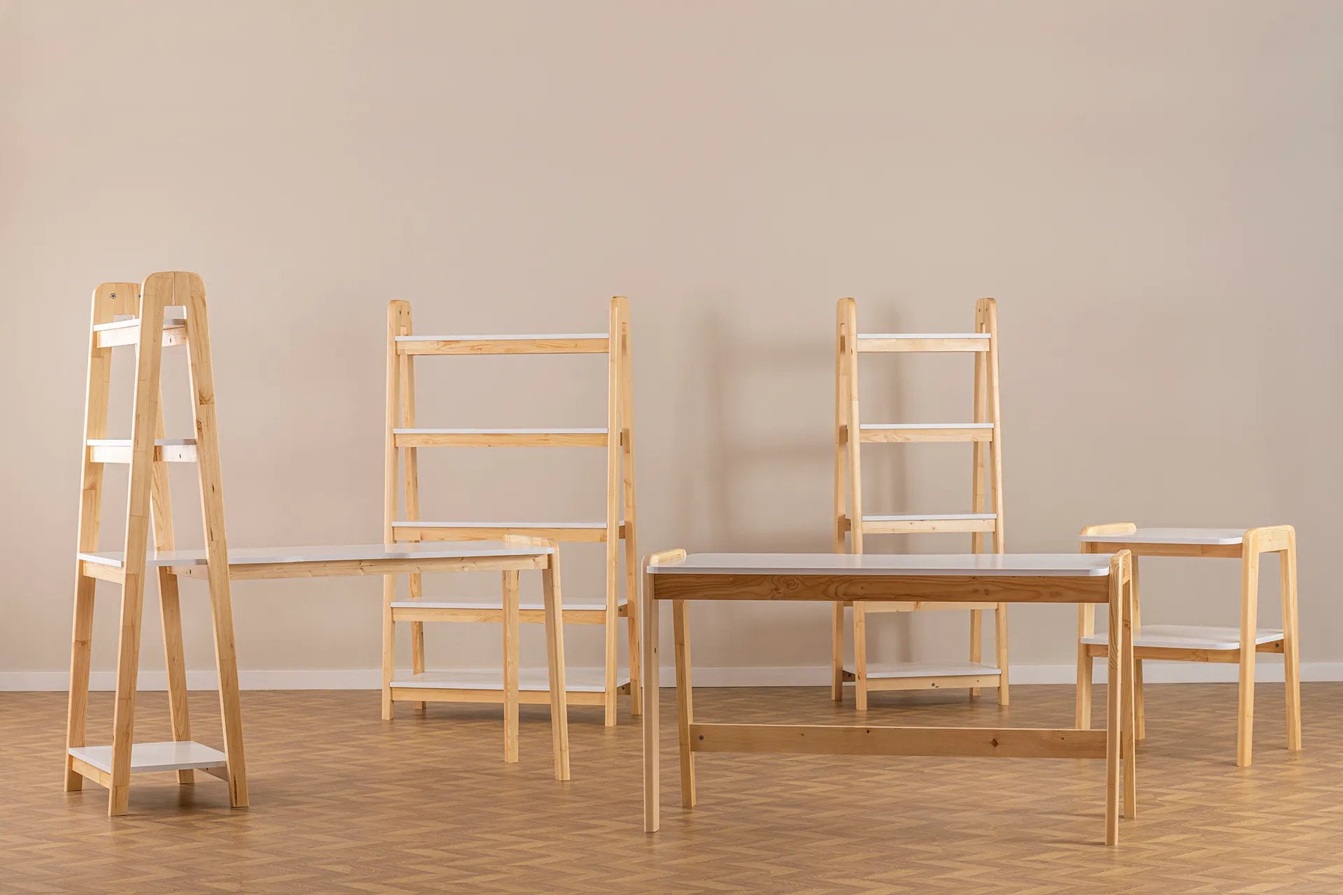 UGOS Ladder Bookcase | Oak Color | 63'' H X 26'' W X 16'' D