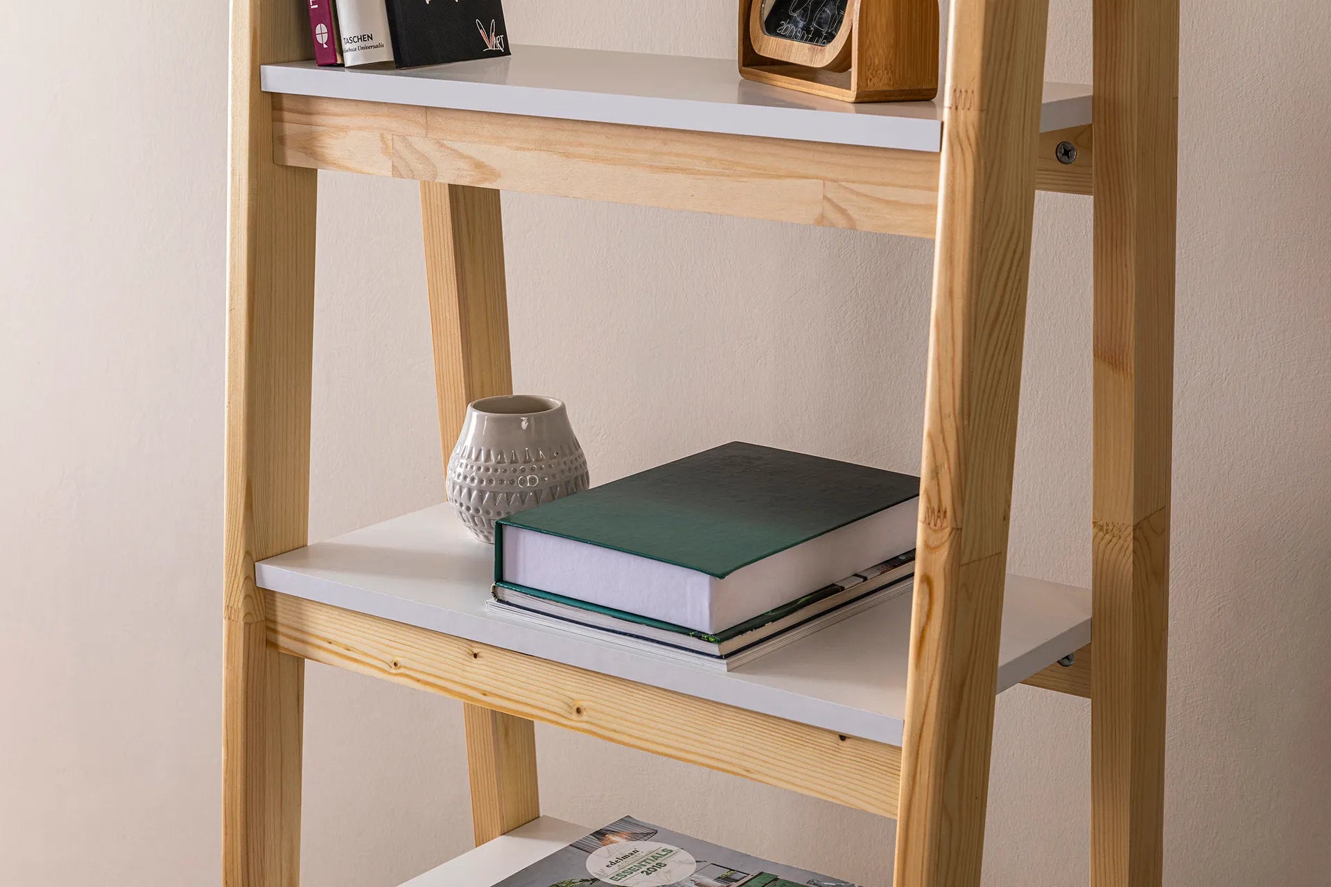 UGOS Ladder Bookcase | Oak Color  | 63'' H X 26'' W X 16'' D